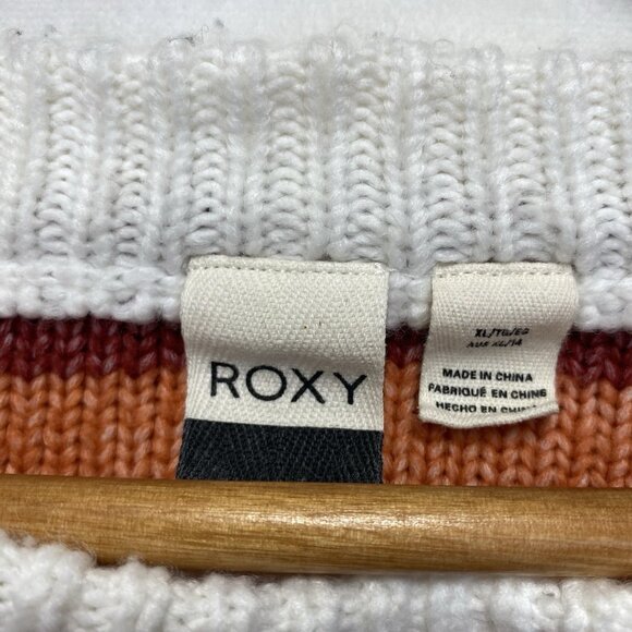 ROXY Real Groove Knit Striped Crew-Neck Pullover Sweater Women XL Multicolor - Picture 2 of 16